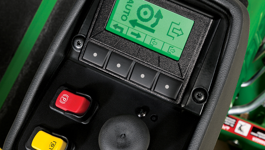 Close up of the TechControl display on the 6500A E-Cut™ Hybrid Mower