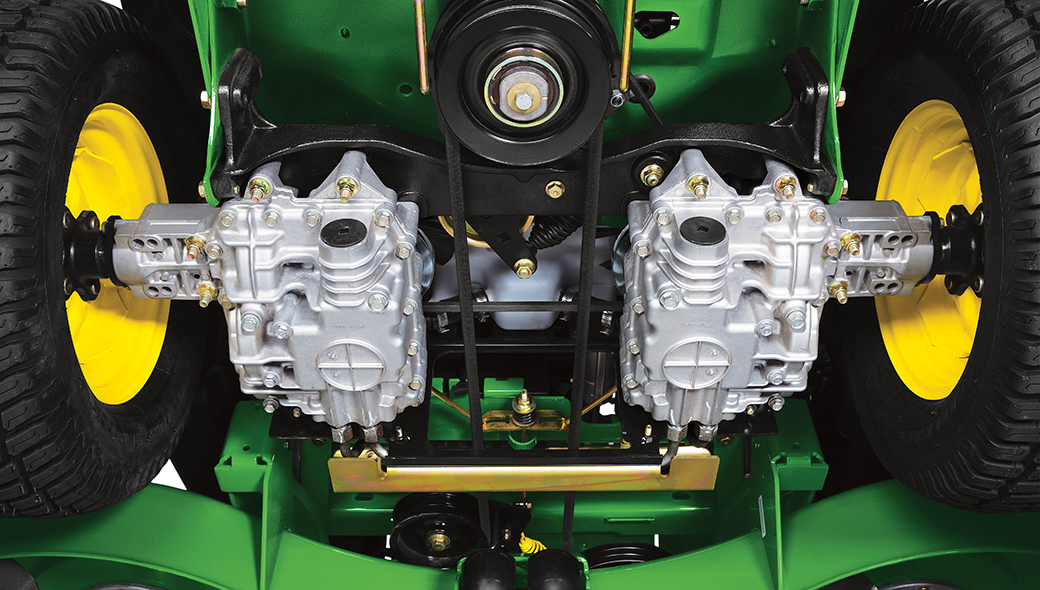 Close-up view of the cross-porting system on a Z930R ZTrak Zero Turn Mower