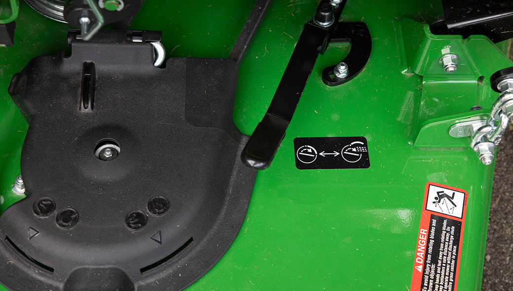 Close-up view of the MulchControl attachment on the Z760R ZTrak