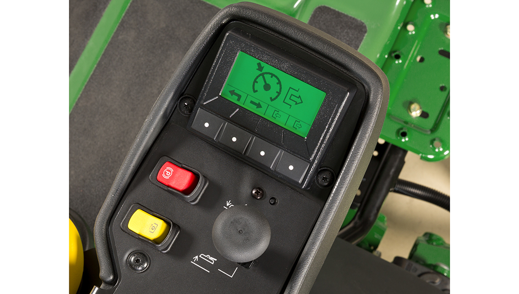Close-up view of the tech display on the 6700A E-Cut Hybrid fairway mower