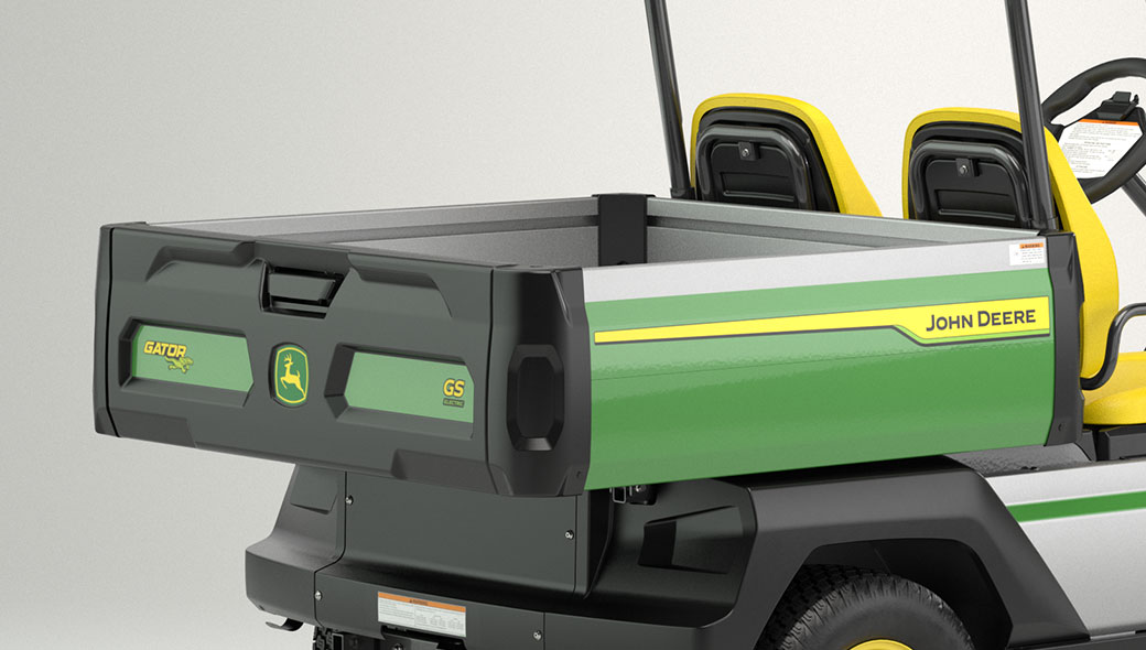 Close-up view of the cargo box on the Gator GS Electric Utility Vehicle