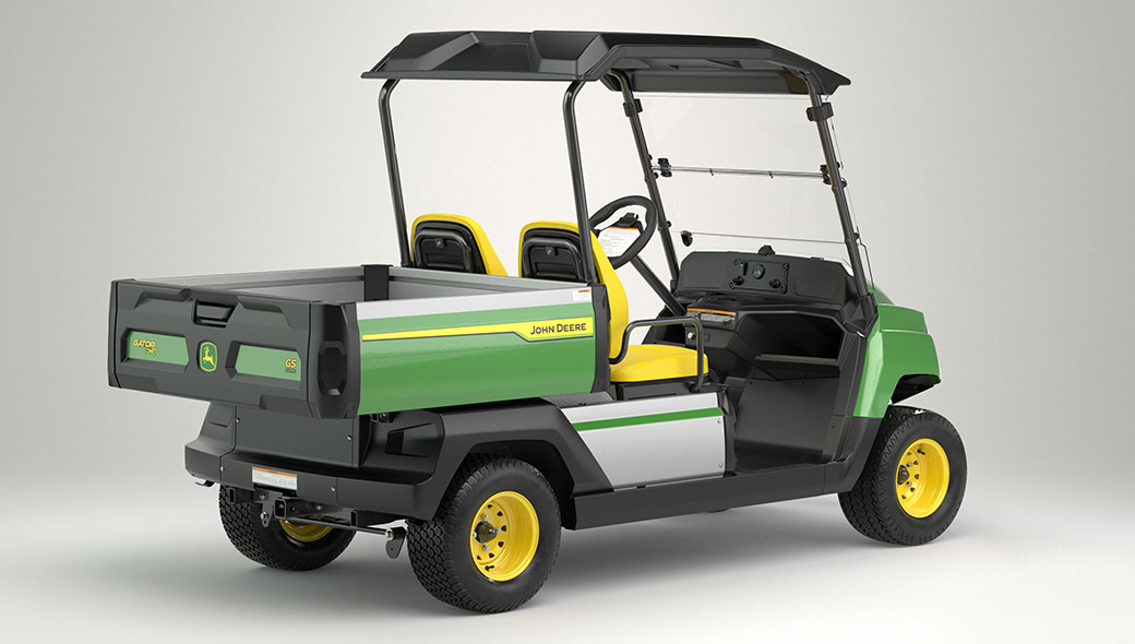 Full view of the narrow stance on the Gator GS Electric Utility Vehicle