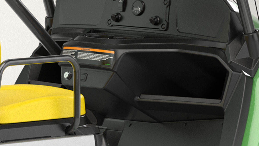 Cropped in view of the various storage options on the Gator GS Electric Utility Vehicle