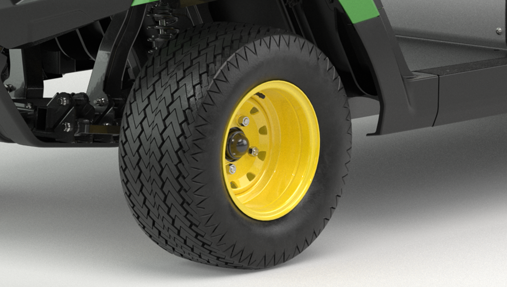 Close-up view of the tires on the Gator GS Gas Utility Vehicle